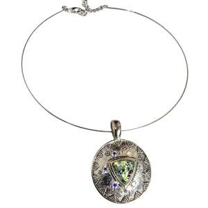 Women's Trendy Silver Plated Metal Wire Pendant Choker Necklace NWOT